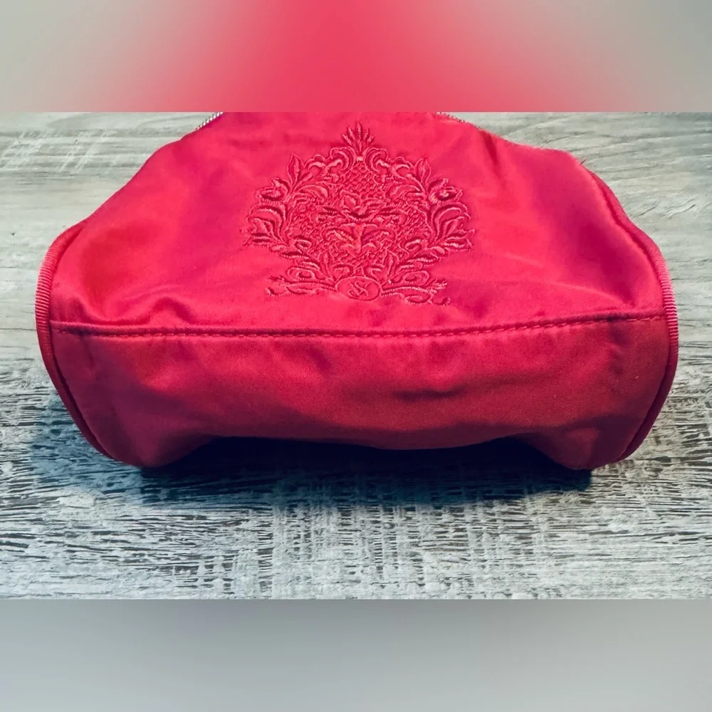 Victoria Secret Pink small satin cosmetic bag. With embroidered logo.